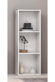 Resim KRM MOBİLYA & DEKORASYON 3 Bölmeli Çok Amaçlı Dolap, Kitaplık, Dergilik, Gazetelik (BEYAZ) 