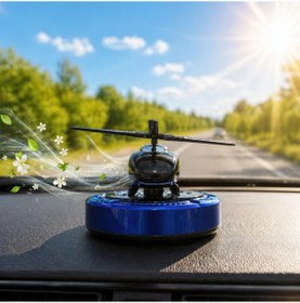 Resim Güneş Enerjili Dönen Helikopter Araba Kokusu Mavi Renk -torpido Üstü Dekoratif Oto Kokusu 1 Adet 