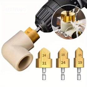 Resim 3 adet Metal Yüksek Hızlı Çelik Adım Matkap Uçları, 20/25/32 mm Altıgen Silindirik, Kickstand Shank, Elektriksiz, Karışık-ürün-setleri ile Su Borusu Deliklerin Genişletilmesi ve Açılması için 