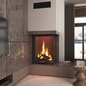 Resim 60X50X80 Küp Hazne Dik İki Tarafı Camlı Asansörlü Şömine 
