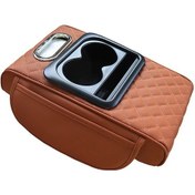 Resim Honeybeeshop Tesla Model 3/y İçin 4ü 1 Arada Konsol Organizatörü Turuncu Pu Dirsek Pedi 