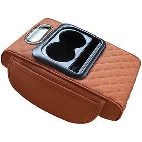 Resim Honeybeeshop Tesla Model 3/y İçin 4ü 1 Arada Konsol Organizatörü Turuncu Pu Dirsek Pedi 