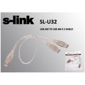 Resim SL-U32 Usb 2.0 Usb Erkek To 2x Usb Erkek 0.60cm Kablo S-Link