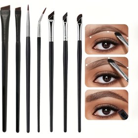 Resim 7 Hassas Detay Makyaj Fırçaları, Eyeliner ve Kaş Fırça Seti, Koku İçermez, Manuel, Pil Gerektirmez, Ayrıntılı Göz Makyaj Uygulamaları için Ultra İnce Kaş ve Alt Göz Fırçasıyla Donatılmış 