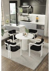 Resim Avvio Sirius Ptt Lake Mdf Ayak 4'lü Tokyo Metal Demonte Sandalye 90x90 Masa Sandalye Takımı Akça 