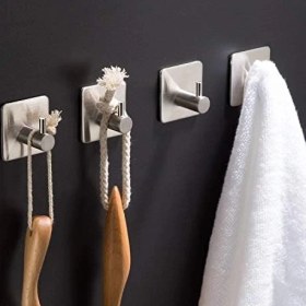 Resim Deltahome Paslanmaz Çelik 4 Adet Topuzlu Banyo Askısı Havluluk Havlu Askılık Inox - Kendinden Yapışmalı Sistem 