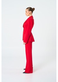 Resim Thalure Kadın Kırmızı Tek Düğmeli Blazer Kırmızı 