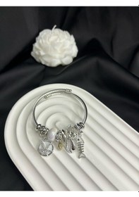 Resim Stainless Steel Çelik Charm Figürlü Bileklik Gümüş 
