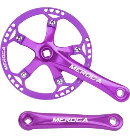 Resim Sagrado Meroca Bisiklet Kare Delik Krank Takımı Hızlı Katlanır Bisiklet Krank Takımı 45T Kare Delik 170MM 130 Bcd Krank Mor (Yurt Dışından) 