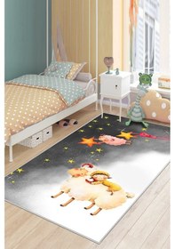 Resim West Home Makinede Yıkanabilir Kaymaz Taban Leke Tutmaz Yıldız Desenli Bebek Ve Çocuk Halısı Oyun Matı Wh 514 Black Siyah 
