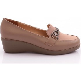 Resim Dgn 23072 Kadin Önü Metal Aksesuarli Dolgu Topuklu Ayakkabi 23072-2537-R0152 Bej 