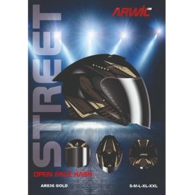 Resim Arwic Yarım Kask AR836 Gold 
