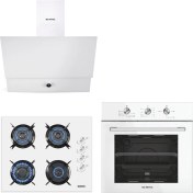 Resim Dizayn Beyaz Cam Ankastre Set (B66-S2 (MT) + KO-40 TAHDF + DA6-830) 