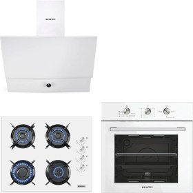 Resim Dizayn Beyaz Cam Ankastre Set (B66-S2 (MT) + KO-40 TAHDF + DA6-830) 