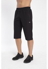 Resim Crozwise 8036-10 Lycra Armüllü Erkek Spor Kapri Siyah 