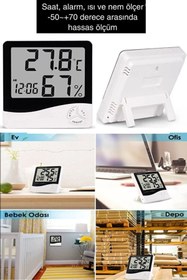 Resim h homerest Dijital Termometre Higrometre Hava Istasyon Oda Iç Dış Mekan Sıcaklık Nem Ölçer Lcd Saat Alarm 
