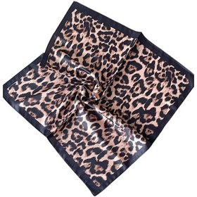 Resim 2 Li Saten Bandana Seti Saten Fular Saten Çanta Aksesuarı Özel Desen Bandana 45x50 Cm Haki - Siyah 