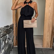 Resim Kadınların Zarif Strapless Siyah Jumpsuit ile Ruffle Detay - Yaz Etkinlikleri, Partiler ve Resmi Toplantılar için Mükemmel, Resmi Giyim|Ruffle Detay Jumpsuit|Strapless Jumpsuit 