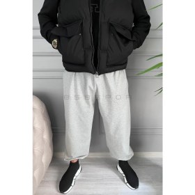 Resim BSBSPOR Gri Şardonlu Içi Pamuklu Kışlık Eşofman Altı Oversize Paçası Lastikli Jogger 