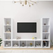 Resim Tdesıgno Yigit Kitaplıklı Televizyon Sehpası - Ünitesi -kitaplık-beyaz 180 Cm 12 Raflı Beyaz 