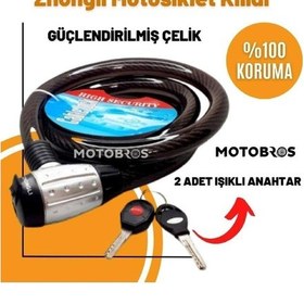 Resim Zhongli Motosiklet Kilidi Çelik Güçlendirilmiş Halat Zincir Kilit 25x200 2 Metre 