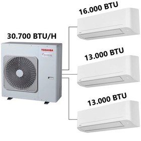 Resim Toshiba RAS-3M26G3AVG-TR A++ 1 Dış + 3 İç Ünite (12+12+16) Inverter Multi Klima 