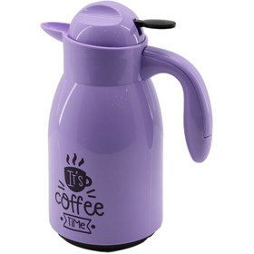 Resim Go İthalat 1LT İÇİ CAM LİLA - KAHVE YAZILI PENGUEN PLASTİK TERMOS (5273) 