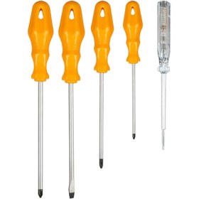 Resim Rtrmax RH07825 Tornavida Seti - 5 Parça (3 Yıldız Uçlu/1 Düz Uçlu Tornavida, 1 Kontrol Kalemi) 