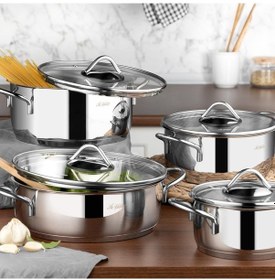 Resim Aryıldız Solo 8 Parça Çelik Tencere Seti 