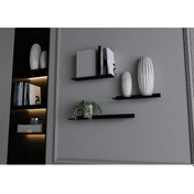 Resim Rafburada® Siyah Dekoratif Metal Duvar Rafı, Kitaplık 