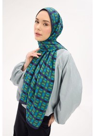 Resim Silk Home Urban Hours Blok Desen Koyu Indigo Mayda Şal 190x70 Çok Renkli 