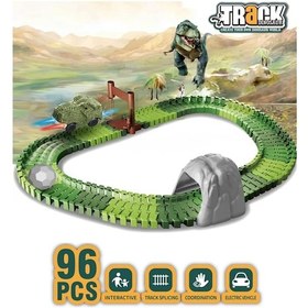 Resim Dinazorlar Dünyası, Dinosour Tracks 96 Parça Esnek Raylı Yarış Pisti - 96 Parça 