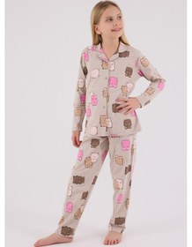 Resim Rolypoly Kız Çocuk Krem Gömlek Pijama Takımı 5274-48706 Krem 