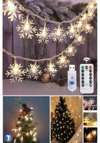 Resim Technojet 100 Ledli 10.mt Kumandalı Usbli Dekoratif Kartanesi Model Şerit Led Işık Yılbaşı Süsleme Gün Işığı - Sarı 