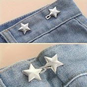 Resim 4 Adet Yıldız Şekilli Kemer Düğmeleri - Pantolon, Etek ve Kot Günlükler için Ayarlanabilir Bel Klipsleri, Dekoratif Metal Bel Düzeltici, Şık Giyim Aksesuarları, Pantolon Ayarı, Parlak Metalik Yüzeyli 
