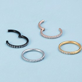 Resim 1 adet Şık Paslanmaz Çelik Kıkırdağı Helix Dudak Yüzüğü Sentetik Zirkonyum, Kadınlar İçin Kancalı Vücut Delme Küpeler, Günlük ve Parti Giyimi, Sevimli Stil, Tüm Mevsimler 