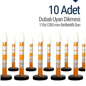 Resim İleri Trafik Dubalı Uyarı Dikmesi 534230909 110 x 1200 MM Reflektifli 10'lu Set 