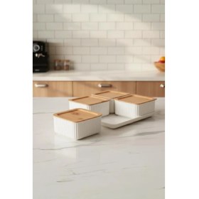 Resim Atbyhome Valverdi - 4'lü 9 Parça Plastik Kahvaltılık Kahvaltı Seti Sunum Seti 