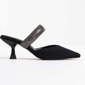 Resim Nina Siyah Taş Bantlı Sivri Burun Topuklu Abiye Ayakkabı Siyah 