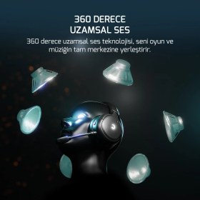 Resim Gamepower Aero Ultra Siyah Triple Mode (Kablosuz/Bluetooth/2.4G) Gaming (Oyuncu) Kulaklık 