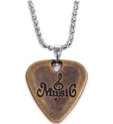 Resim Metal Gitar Mızrabı Çinko Alaşımlı Boncuklu Kolye Bronz 