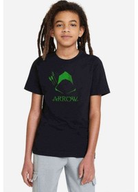 Resim Arrow The Hood Baskılı Unisex Çocuk Siyah T-Shirt 