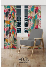 Resim Artboard 1 Desenli Fon Perde Genç Odası Oturma Odası Süet Baskılı Ekstrafor Büzgü 2 Kanat Prd-2016 Çok Renkli 