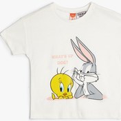 Resim Kız Bebek Tweety ve Bugs Bunny Tişört Lisanslı Baskılı Kısa Kollu Pamuklu 