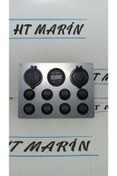 Resim HT MARIN Switch Panel 8li Usb Çakmaklık Voltmetre Mavi Işıklı-sigortalı Krom Görünüm 