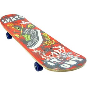 Resim Desenli Ahşap Iç Bükey Kaykay 78 CM Çok Renkli 