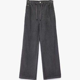 Resim Koton Pamuklu Yüksek Bel Bağcıklı Geniş Paça Pantolon Gri 6wkg40024aw Gri 