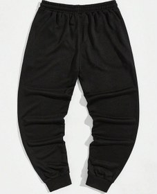 Resim Street Life Guys Slogan Graphic Drawstring Waist Eşofman Altı Siyah 