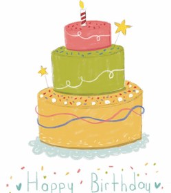 Resim Konsept Tebrik Kartı-Happy Birthday-Pasta 