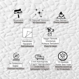 Resim Tink Kendinden Yapışkanlı 3D Duvar Paneli Boyanabilir Dekota 60X60 cm Leopar Desenli (4 Adet) 